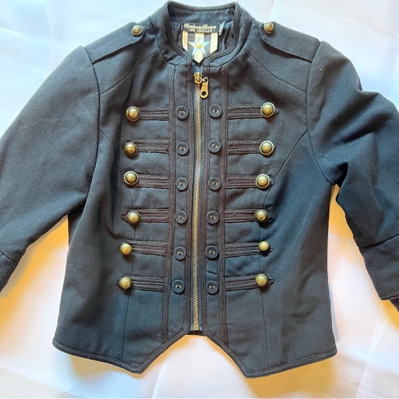 Military Crop Jacket Frilled & Ruffled 3/4 sleeve, adult xs kids xl - Picture 3 of 9